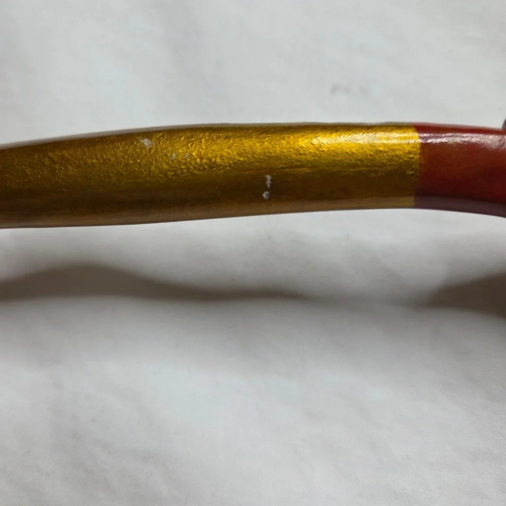 Hand Painted Wooden Spoon Russian Khokhloma Style Floral‎ Design Gold Red Green